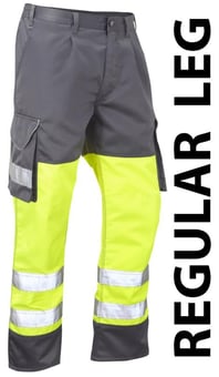 picture of Bideford - Hi-Vis Yellow/Grey Poly/Cotton Cargo Trouser - Regular Leg - LE-CT01-Y/GY-R