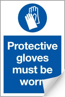 Picture of Protective Gloves Sign LARGE - 400 x 600Hmm - Self Adhesive Vinyl - [AS-MA46-SAV]