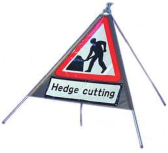 Picture of Roll-up Traffic Signs - Hedge Cutting - Class 1 Ref BSEN 1899-1 2001 - 600mm Tri. - Reflective - Reinforced PVC - [QZ-7001.600.EF-V.600.HCUT]