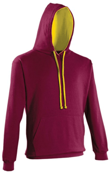 Picture of Just Hoods Awdis Varsity Hoodie Burgundy Red/Gold - PLU-JH003MBUR/GLD
