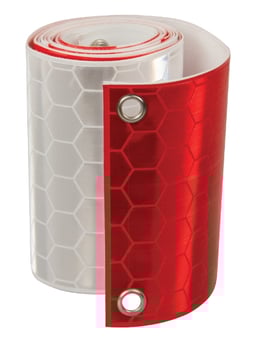 Picture of Fencebrite Reflective Strip For Security Fencing - 2m Red/White Fitting Straps - [JS-HFB001-300-100] - (LP)