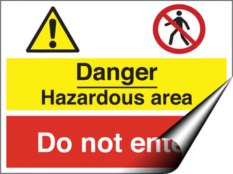 Picture of Danger Hazardous Area Do Not Enter Sign LARGE - 600 X 450Hmm - Self Adhesive Vinyl - [AS-MU21-SAV]
