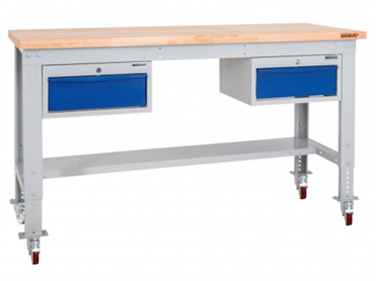 Picture of BiGDUG Heavy Duty Mobile Storage Workbench - 877h x 1715w x 600d mm - 2 Drawers - Steel Worktop - [BDU-HDMSWB176H2DS]