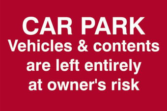 picture of Spectrum Car Park Vehicles And Contents Are Left Entirely At Owners Risk – PVC 300 x 200mm - SCXO-CI-1609