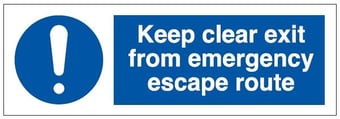 Picture of Keep Clear Emergency Escape Route Sign LARGE - 600 x 200Hmm - Self Adhesive Vinyl - [AS-MA34-SAV]