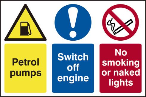 picture of Petrol pumps / Switch off engine / No smoking – PVC (600 x 400mm) - SCXO-CI-4019