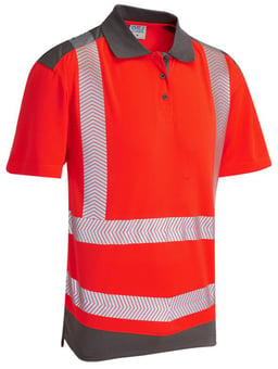 Picture of Peppercombe - Red/Grey Hi-Vis Coolviz Plus Polo Shirt - LE-P14-R/GY