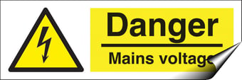 Picture of Danger Mains Voltage Sign LARGE - 600 x 200Hmm - Self Adhesive Vinyl - [AS-WA37-SAV]