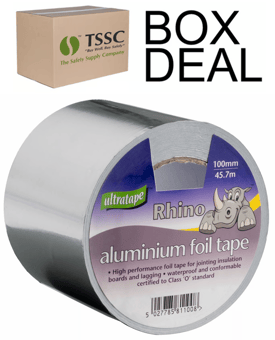 picture of UltraTape Rhino Aluminium Foil Tape - 100mm x 45.7m - Box Deal of 12 - [IH-ULT-08061005030WLUL]