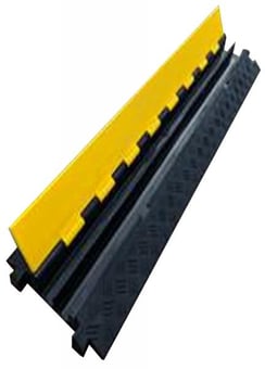 picture of TRAFFIC-LINE Cable/Hose Protection Ramp - 970 x 250 x 50mmH - 2 Channel - Black/Yellow - [MV-279.88.410]