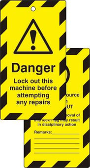 Picture of Spectrum Lockout tags - Danger Lock out this machine… - (Double sided 10 pack) - SCXO-CI-LOK087