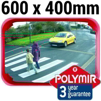 Picture of MULTI-PURPOSE MIRROR - Polymir - 600 x 400mm - Red Frame - To View 2 Directions - 3 Year Guarantee - [VL-R524]