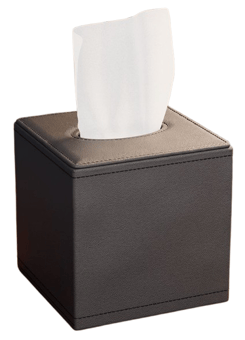 picture of Black Faux Leather Cube Tissue Box Cover - [MCS-TBCB]