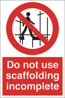 picture of Scaffolding Incomplete Sign - 400 X 600Hmm - Fluted Correx 4mm - [AS-CX21-FC]