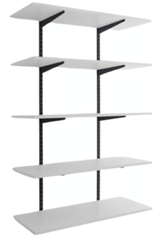 Picture of BiGDUG Office Wall Mounted Shelving Kit - 1600h x 1000w x 200d mm - 5 White Melamine Levels - [BDU-TSB1625WO]