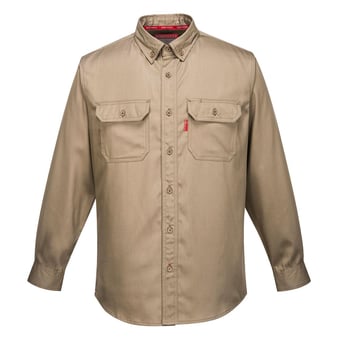 picture of Portwest - Khaki Green Bizflame 88/12 FR Shirt - PW-FR89KHR