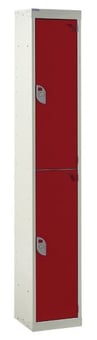 picture of QMP Standard Locker - 2 Compartment - Red Doors - 1800H x 300W x 300D mm - [QM-LS1830302RXX]