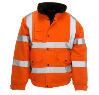 Picture of Supertouch Orange Hi Vis Storm Bomber Jacket With Concealed Hood - ST-36881