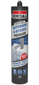 picture of Soudal Premium Bathroom Kitchen & Shower Silicone Sealant - Brilliant WHITE 290ml - [DK-DKSD159315] - (DISC-W)