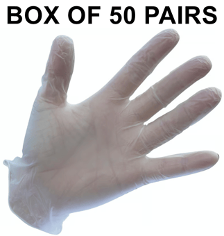 picture of Portwest A900 Powdered Vinyl Disposable Clear Gloves - Box of 50 Pairs - PW-A900CLR