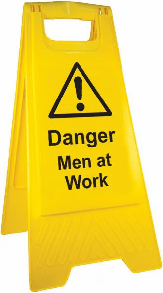 'A' Frame Sign Danger Men At Work Yellow - Printed - [IH-AFDMA]
