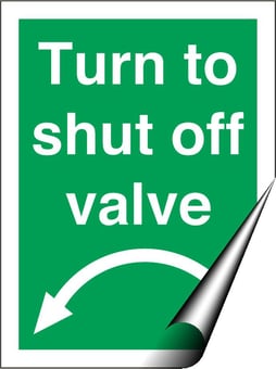 picture of Tye Tags - Turn to Shut Off Valve Left - 150 X 200Hmm - Self Adhesive Vinyl - [AS-GC12-SAV]