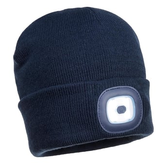 picture of Portwest - Rechargeable Twin LED Beanie - Navy Blue - [PW-B028NAR] - (DISC-W)