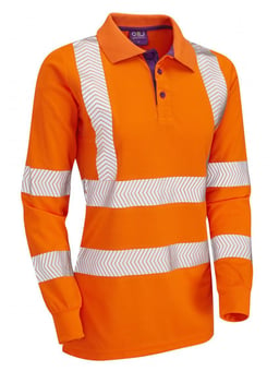 picture of Pollyfield Class 2 Coolviz Plus Ladies Sleeved Orange Polo Shirt - LE-PL08-O