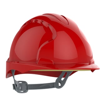picture of JSP - The All New EVO2 Red Safety Helmet - Standard Peak with OneTouch 3D Adjustment Slip Ratchet Harness - [JS-AJE030-000-600]