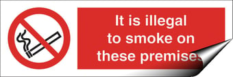 Picture of Illegal to Smoke on Premises Sign - 300 X 100Hmm - Self Adhesive Vinyl - [AS-PR304-SAV]