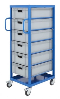 picture of Euro Container Trolley - 1350h x 465w x 715d mm - 6 x 30L Capacity Boxes - [BDU-UZECTS2]