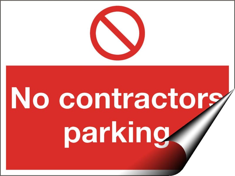 picture of No Contractors Parking Sign - 600 x 450Hmm - Self Adhesive Vinyl [AS-PR153-SAV]