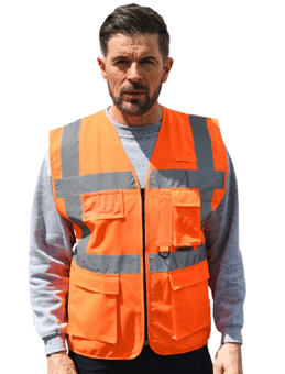 Picture of Korntex Orange Hi Vis Executive Multifunction Safety Vest - AP-KXEXECOR