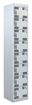 picture of QMP Tool Charging Locker - Perforated Door - Standard Plug - 8 Compartment - Light Grey - 1800H x 300W x 450D mm - [QM-BL1830458LPX]
