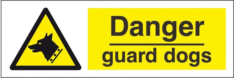 picture of Danger Guard Dogs Sign - 300 x 100Hmm - Rigid Plastic - [AS-WA92-RP]