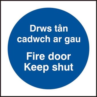 Picture of Spectrum Fire door Keep shut - Welsh/English - RPVC 100 x 100mm - SCXO-CI-14397