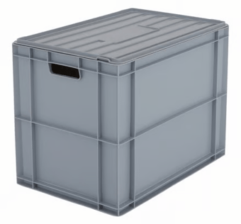 Picture of BiGDUG Euro Stacking Box with Hinged Lid - 455h x 400w x 600d mm - 84L - Grey - Box Deal of 10 - [IH-BDU-BNB4644LG] - (LP)