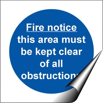 picture of Fire Notice This Area Must be Kept Clear Of All Obstructions - BS5499 Part 1 & 5 - 100 X 100Hmm - Self Adhesive Vinyl - [AS-MA175-SAV]