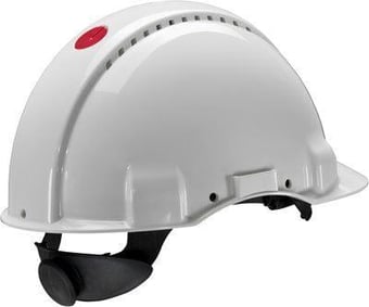 picture of 3M White Safety Helmet With Uvicator - Ratchet - Ventilated - [3M-G3000NUV-VI]