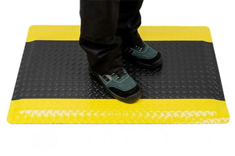 Picture of Black With Yellow Trim PVC Industrial Anti-Fatigue Mat - 600 x 900 x 10mm - [PW-MT50BKR] - (DISC-R)