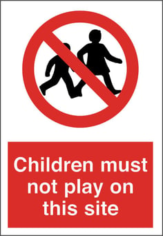 picture of Children Must Not Play on Site Sign - 400 X 600Hmm - Fluted Correx 4mm - [AS-CX10-FC]