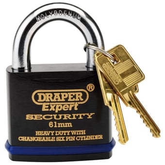 Picture of Draper - Heavy Duty Padlock and 2 Keys with Super Tough Molybdenum Steel Shackle - 61mm - [DO-64194]