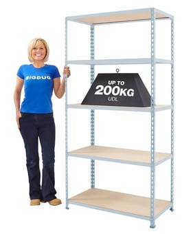 Picture of BiGDUG BiG200 Galvanised Shelving 5 Levels - Chipboard Shelves - 1830h x 1220w x 305d mm - [BDU-B21812035ZZ]
