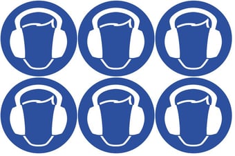 picture of Safety Labels - Ear Protection Symbol (24 pack) 6 to Sheet - 75mm dia - Self Adhesive Vinyl - [IH-SL30-SAV]