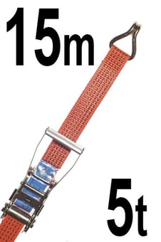 Picture of LashKing - 50mm Ratchet Lashing Assemblies ( 15m ) With Claw Hooks - Heavy Duty Strap - 2000 daN, 5000 daN, 5t - [GT-RLO5T15]