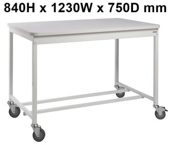picture of QMP Mailroom Workbench - Mobile Open Bench - MFC Worktop - 840H x 1230W x 750D mm - [QM-MR841275PLMX]