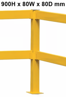 picture of QMP Lift Out Rail Barrier - Lift Out Twin Rail - Corner Post - 900H x 80W x 80D mm - [QM-RBTRBBCX900Y]