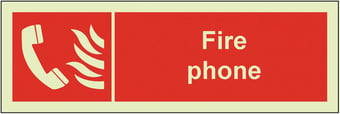 picture of Photoluminescent Fire Phone Sign - 300 X 100Hmm - Self Adhesive Rigid Plastic - [AS-PH38-SARP]