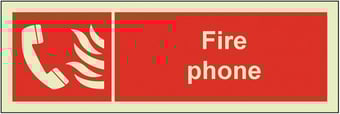 picture of Photoluminescent Fire Phone Sign - 300 X 100Hmm - Self Adhesive Rigid Plastic - [AS-PH38-SARP]
