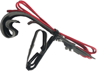 picture of European Track Circuit Operating Clip (Bond) Bound with Clips Side by Side - Red Wire - [UG-EUROPEAN-BRS-SE-89-RED]